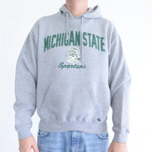 90S J America Sportswear Gray Michigan State Spartans Pull Over Hooded  Sweater